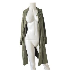 Nordstrom BP Green Open Front Long Cardigan Linen Oversized Size XS